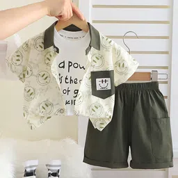 INCLUD Boys Printed Short Sleeves Shirt With T-Shirt & Shorts-picture-38