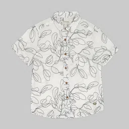 Pantaloons Junior Boys Floral Printed Spread Collar Pure Cotton Casual Shirt-picture-32
