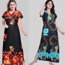 PURSA Women Printed Maxi Nightdress-picture-37
