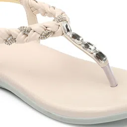 KALINI Women Textured Open Toe Flats image 2