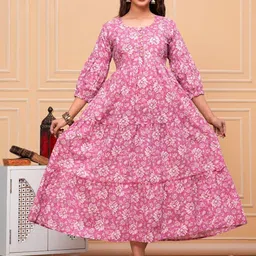 FASHION SWAG Printed Cotton Gown Maternity Midi Ethnic Dresses-picture-14