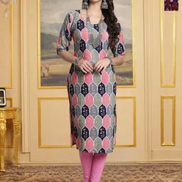 HERE&NOW Women Pack Of 2 Printed Round Neck Straight Kurtas-picture-13