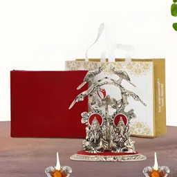 INTERNATIONAL GIFT Silver-Toned 5 Pcs Laxmi Ganesh Showpiece With Diya Religious Gift Set-picture-34