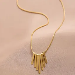 TEULRIP Gold-Plated Stainless Steel Square Shaped Pendant With Chain-picture-29