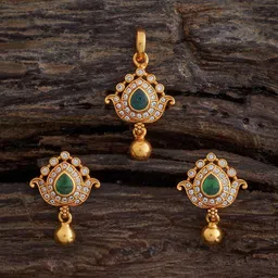 Kushal's Fashion Jewellery Gold-Plated 92.5 Pure Silver Ruby Studded Temple Jewellery Set-picture-11