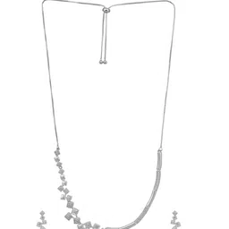 Nilu's Collection Silver-Plated American Diamond Stone Studded Jewellery Set image 2