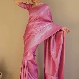 Aman's Impero Woven Design Zari Saree with Blouse Piece-picture-20