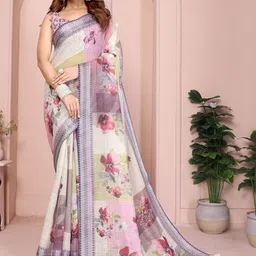 HEER FASHION Floral Printed Zari Saree-picture-29