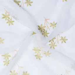 Parda Online White & Green Floral Printed Sheer Window Curtain image 3