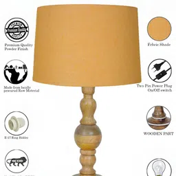 Homesake Yellow Wood Cylindrical Shaped Table Lamp with Bulb image 4
