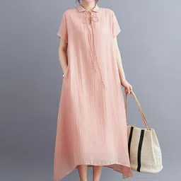 HERE&NOW Women Pink Shirt Collar Dress-picture-30