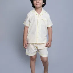 Little Clothings Kids Pure Cotton Striped Shirt Collar Night Suit-picture-51