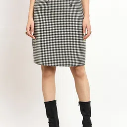 SALT ATTIRE Women Checked Pencil Midi Skirts-picture-20