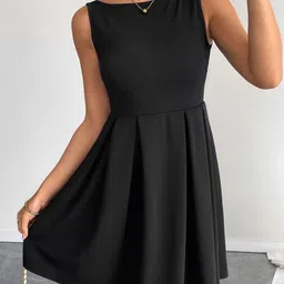 LULU & SKY Women Fit & Flare Backless Pleated Mini Dress image 5