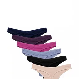 ORLIZEA Women Pack Of 6 Low-Rise Thong Briefs image 4