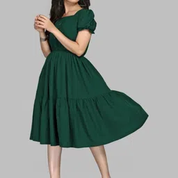 Swibona Puff Sleeve Fit & Flare Dress image 3