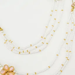 Anouk Gold-Plated Stone Studded & Pearls Beaded Floral Shaped Ear Chains image 3