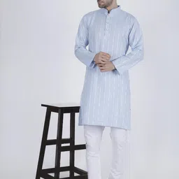JASHNA Men's Self Design Cotton Blend Straight Kurta-picture-32