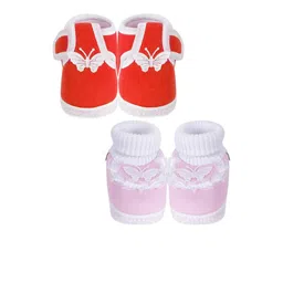 NESKA MODA Newborn 3 To 12 Months Cotton Baby Booty 2 Pair SkinFriendly Frill Butterfly Booties image 2