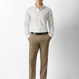 V Dot Vertical Stripes Spread Collar Slim Fit Pure Cotton Formal Shirt image 5