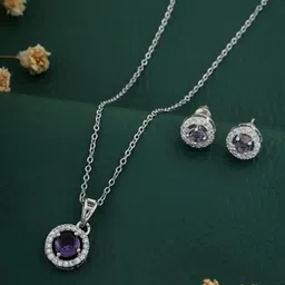 Zabby Allen Silver-Plated AD Studded Jewellery Set-picture-27