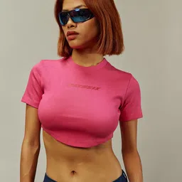 SIX5SIX BABY TEE VALENTINO Women Cotton Printed Crop T-shirt-image-16