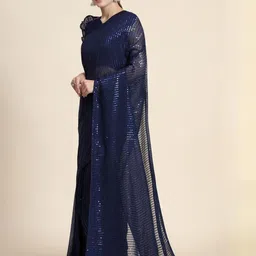 all about you Embellished Sequinned Pure Georgette Saree image 3