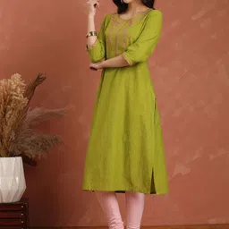 Anouk Women Floral Embroidered Thread Work Pure Cotton Straight Kurta image 2