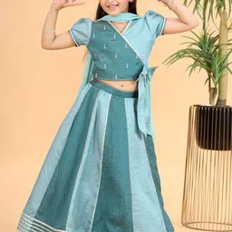 MASTARANG Girls Embroidered Ready to Wear Lehenga & Blouse With Dupatta-picture-34