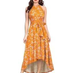 SZN Floral Print Halter Neck Fit & Flare Midi Dress-image-35
