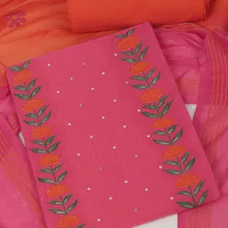 KAMI KUBI Women Embroidered Pure Cotton Unstitched Dress Material-picture-15
