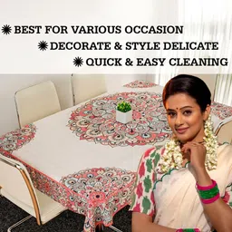 RUBOXA Cream-Coloured Anti-Skid 6-Seater Table Cover image 3