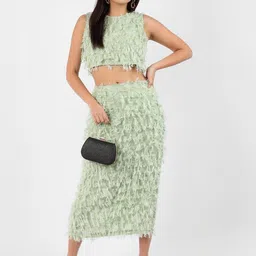 PINACOLADA Self Designed Round Neck Top With Skirt Co-Ords-image-57