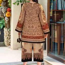 Aaghnya Women Viscose Rayon Printed Regular Kurta with Trousers image 5