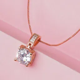 Bishty Fashion Rose Gold-Plated Crystal-Studded Pendant With Chain-picture-27