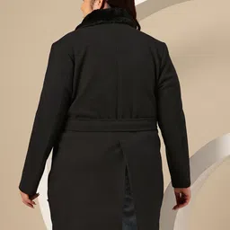 Sztori Plus Size Shawl Collar Longline Overcoat with Belt image 2