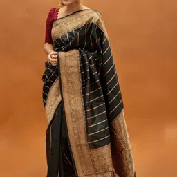 CANIZZARO Woven Design Zari Silk Blend Handloom Banarasi Saree image 4