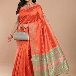 NIKATT Women Ethnic Motifs Zari Festive Banarasi Saree image 4