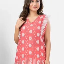 Crazy Needle Women Ethnic Motifs Printed Lace Inserts Regular Top-picture-1