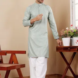 Rawayi Men Striped Thread Work Kurta image 3