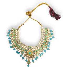 AccessHer Gold-Plated Kundan Studded & Beaded Jewellery Set image 4