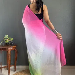 HERE&NOW Ombre Dyed Pure Georgette Saree image 4
