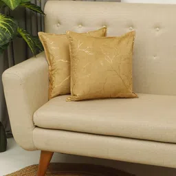 THE CONVERSION Beige Set of 2 Floral Velvet Square Cushion Covers-picture-33