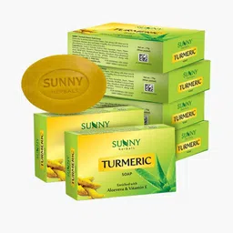 SUNNY HERBALS Set Of 6 Turmeric Soap Enriched With Aloevera & Vitamin E - 75 g Each image 1