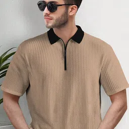 HOODLER Striped Polo Collar Pure Cotton T-shirt-picture-10