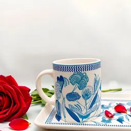MITHILA Handicrafts Blue & White Textured Ceramic Glossy Mugs Set of Cups and Mugs image 3