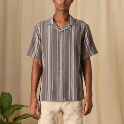 4 TRIPLE O FIVE O BY MUFTI Men Relaxed Fit Textured Cuban Collar Cotton Casual Shirt-picture-38