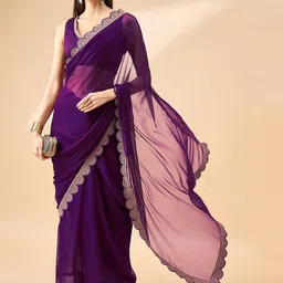 DIVASTRI Embroidered Satin Saree-image-18
