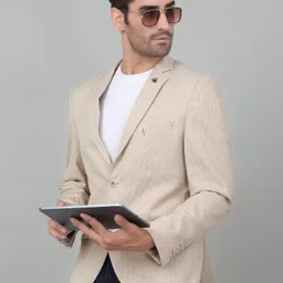 cantabil Men Self Design Single Breasted Casual Blazer image 3