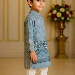 Cae Boys Ethnic Motifs Printed Mandarin Collar Long Sleeves Straight Kurta With Pyjamas image 2